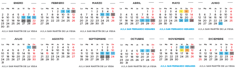 Calendario anual cursos Renovación ADR